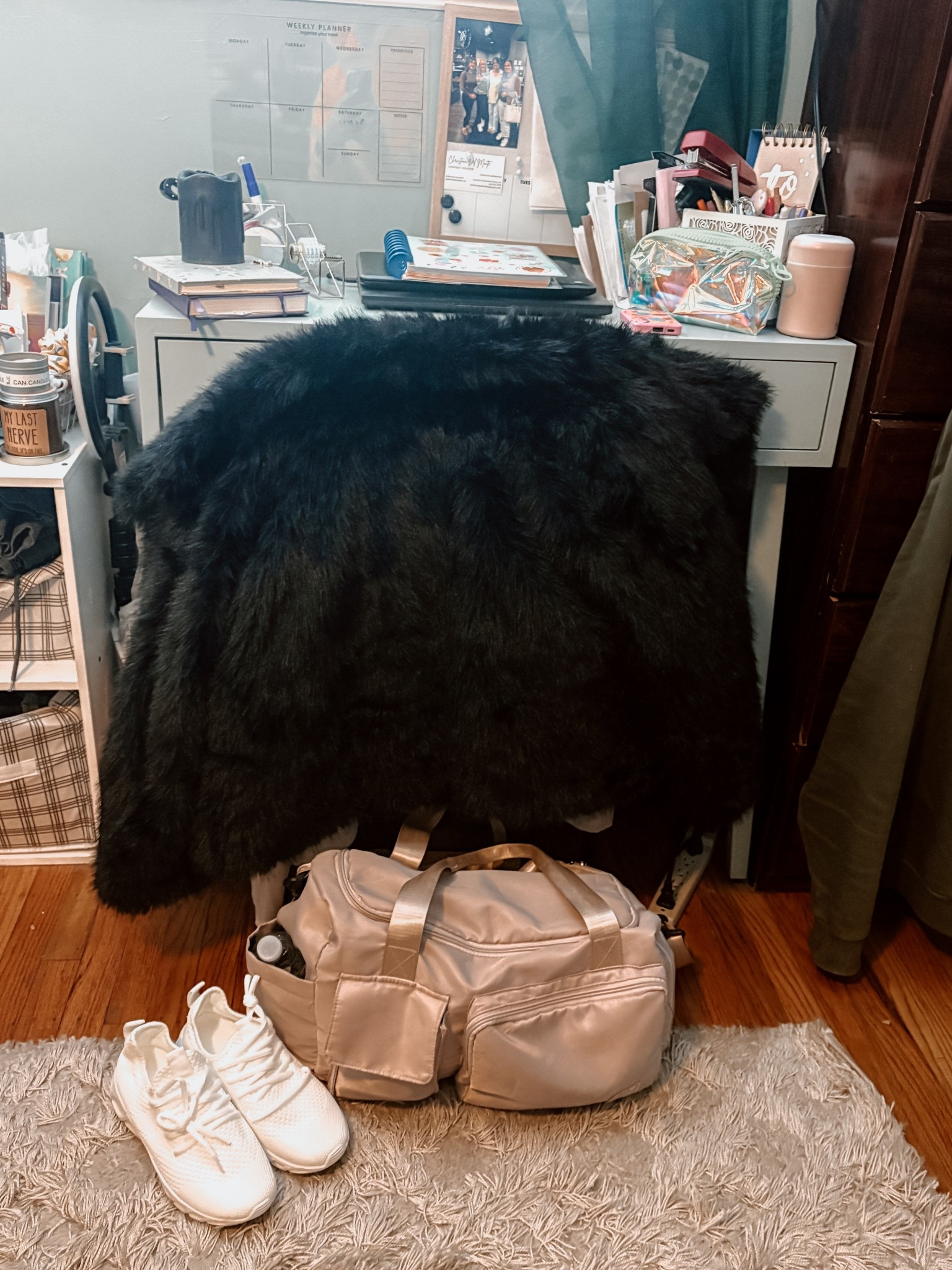 This area expresses my personality perfectly!! 💁🏻‍♀️😂
Content must haves ✔️
Glam fur coat ✔️
Gym bag and sneakers ✔️
Linking what I can 😘

#LTKHome #LTKdayinmylife #LTKActive