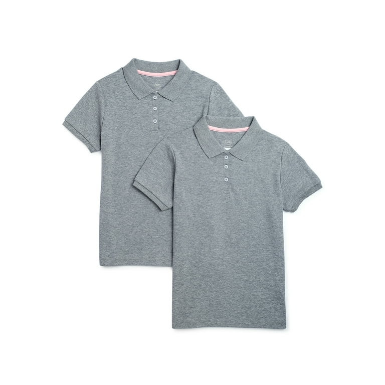 Wonder Nation Girls School Uniform Interlock Short Sleeve Polo Shirt, 2-Pack, Sizes 4-18 - Walmar... | Walmart (US)