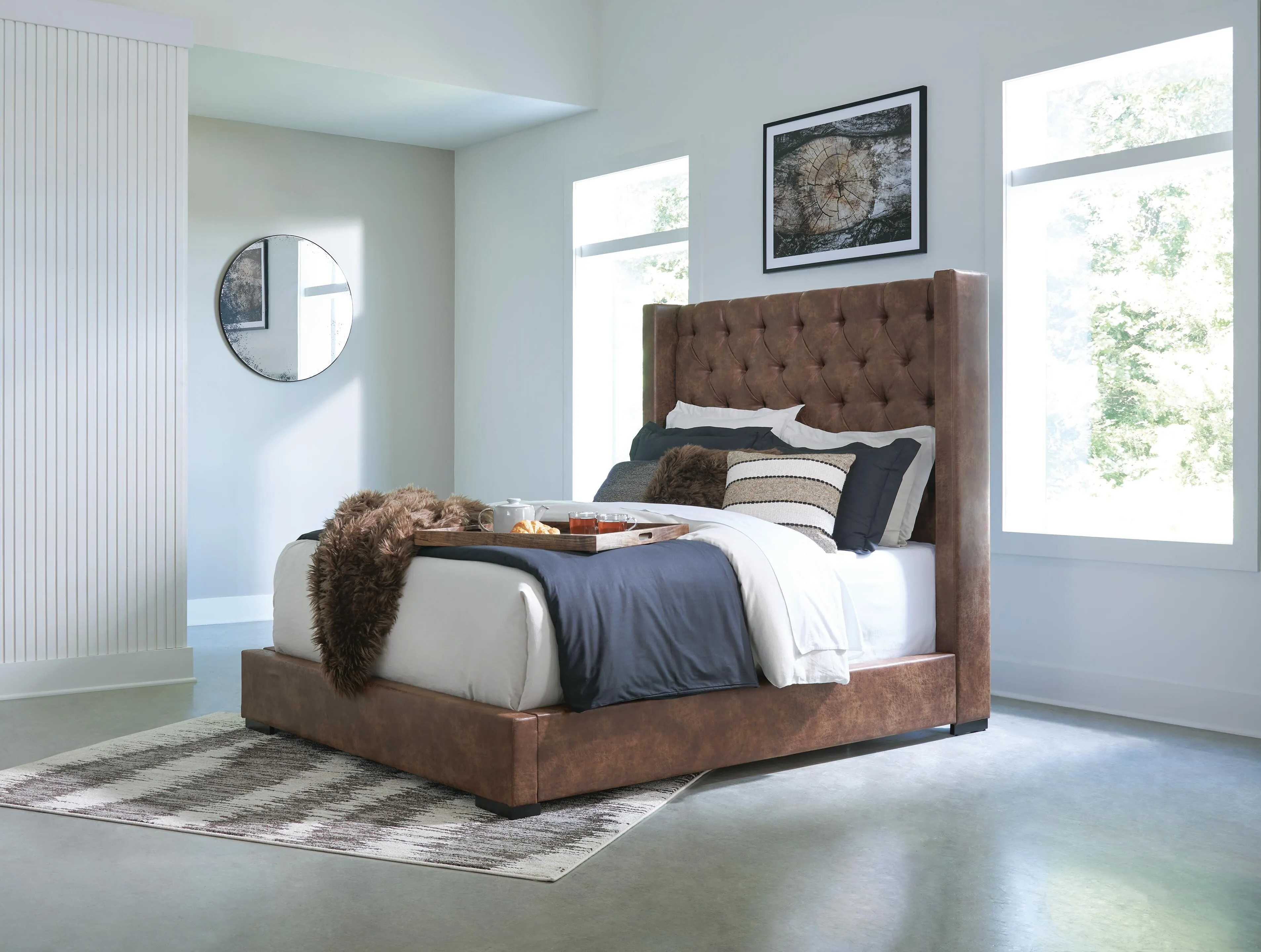 Steenlage Queen Faux Leather Upholstered Bed | Ashley