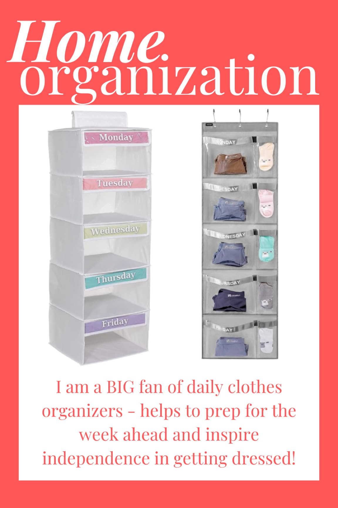 Closet clothes organizers days of the week, daily outfit kids 

#LTKhome #LTKfamily #LTKkids