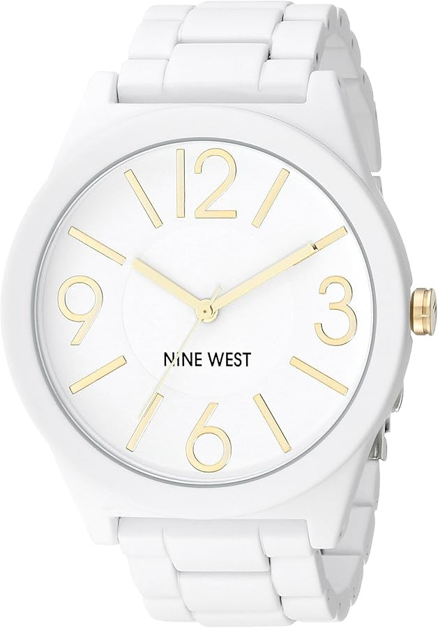 Nine West Women's Metal Bracelet Watch with Rubberized Coating | Amazon (US)
