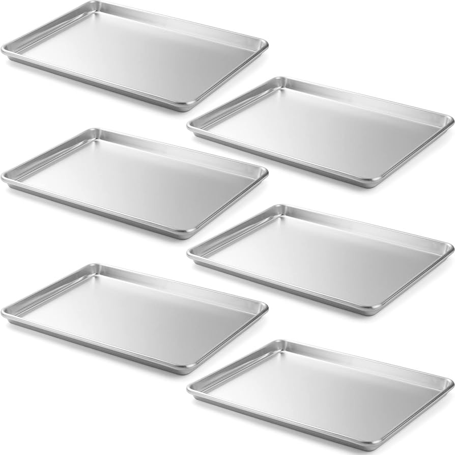 CURTA 6 Pack Aluminum Sheet Pan, NSF Listed Half Size 18 x 13 inch Commercial Bakery Cake Bun Pan... | Amazon (US)