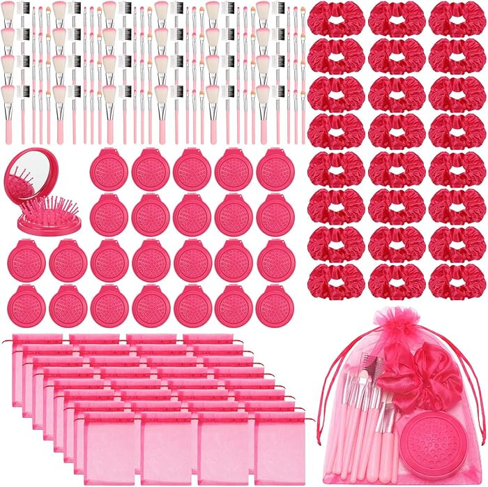 Pink Girl Party Favors Girl Makeup Party Favor Party Supplies Set Includes Pink Gauze Bags, Hair ... | Amazon (US)