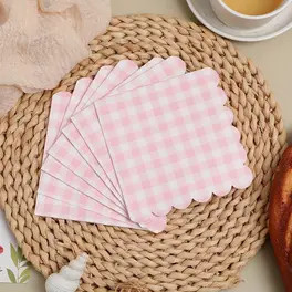 20pcs Pink and White Checkered Disposable Party Napkins with Elegant Lace Trim - Perfect for Wedd... | Temu Affiliate Program