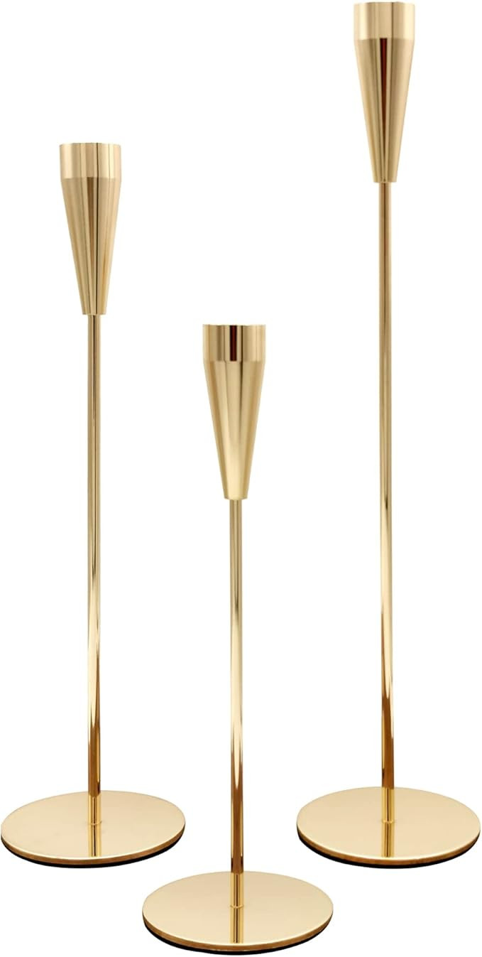 FLARDOR Gold Candle Holders Set 3, Decorative Candlestick Holder for Formal Events, Gifts for Fri... | Amazon (US)