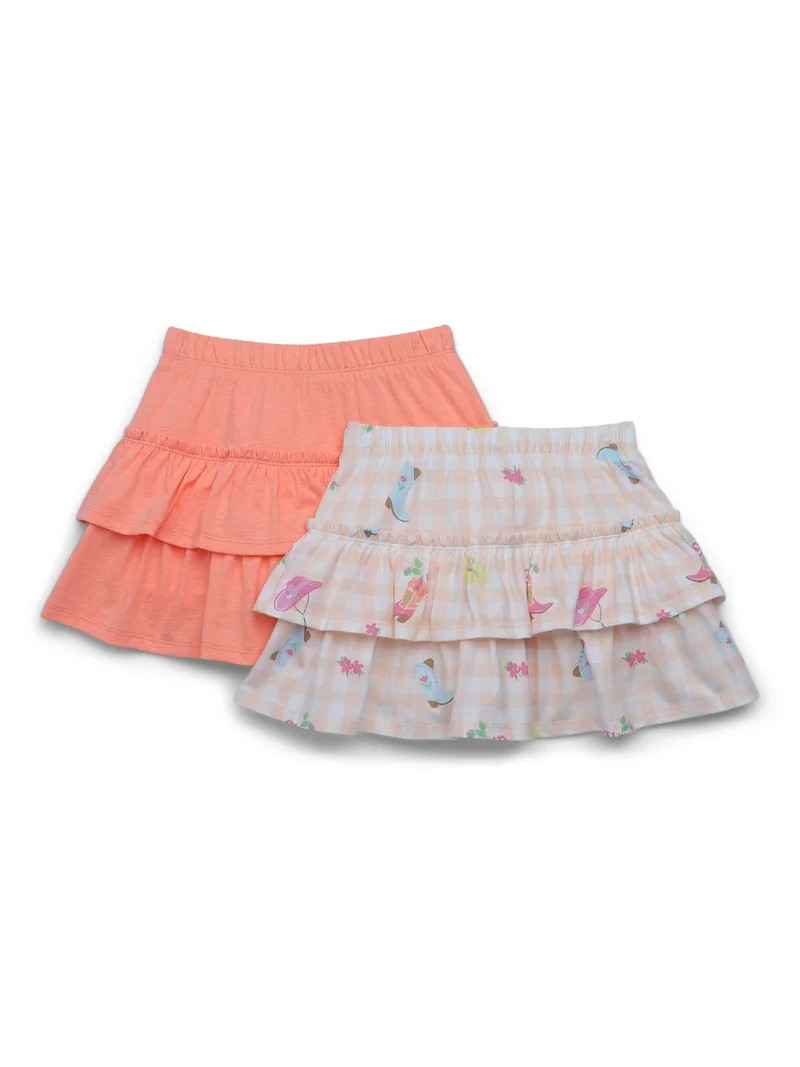 365 Kids by Garanimals Girls Tiered Scooter Skirt, 2-Pack, Sizes 4-10 | Walmart (US)