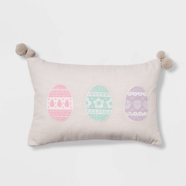 Easter Eggs Lumbar Throw Pillow Gray - Spritz&#8482; | Target