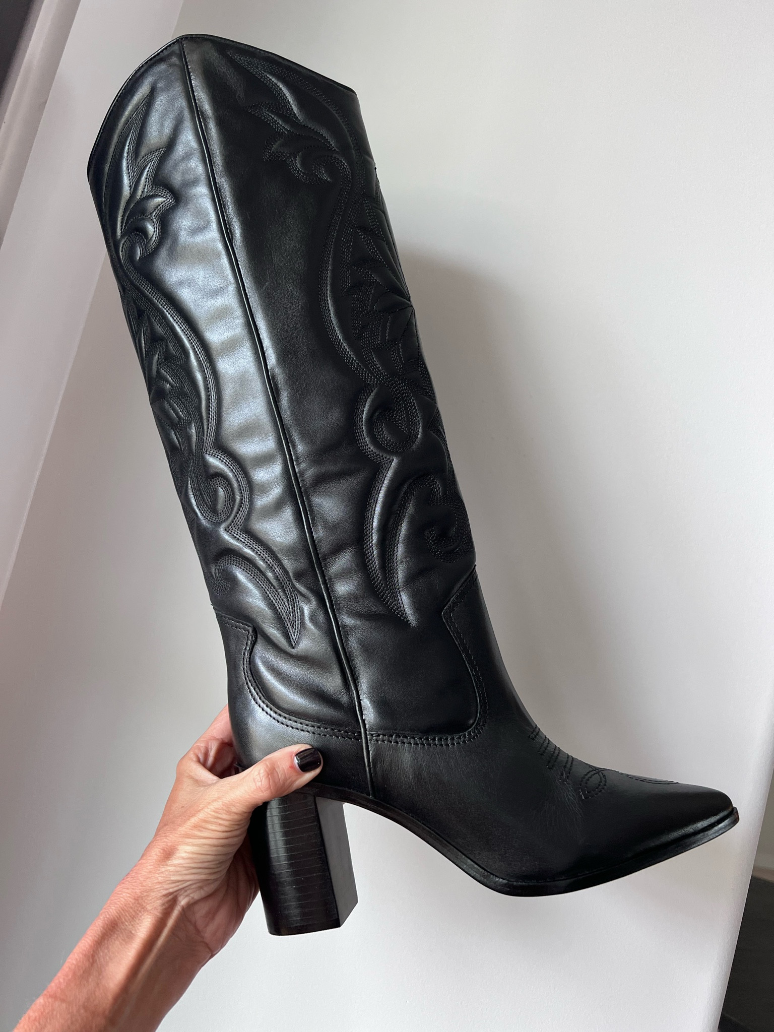 New black heeled western boots from Schutz 

#LTKshoecrush #LTKSeasonal