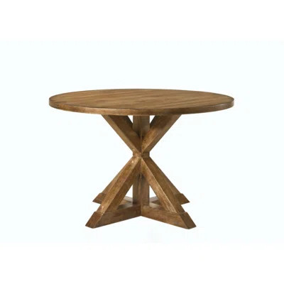 Round Pedestal Dining Table With Durable Top And Elegant X-Base Design | Wayfair North America