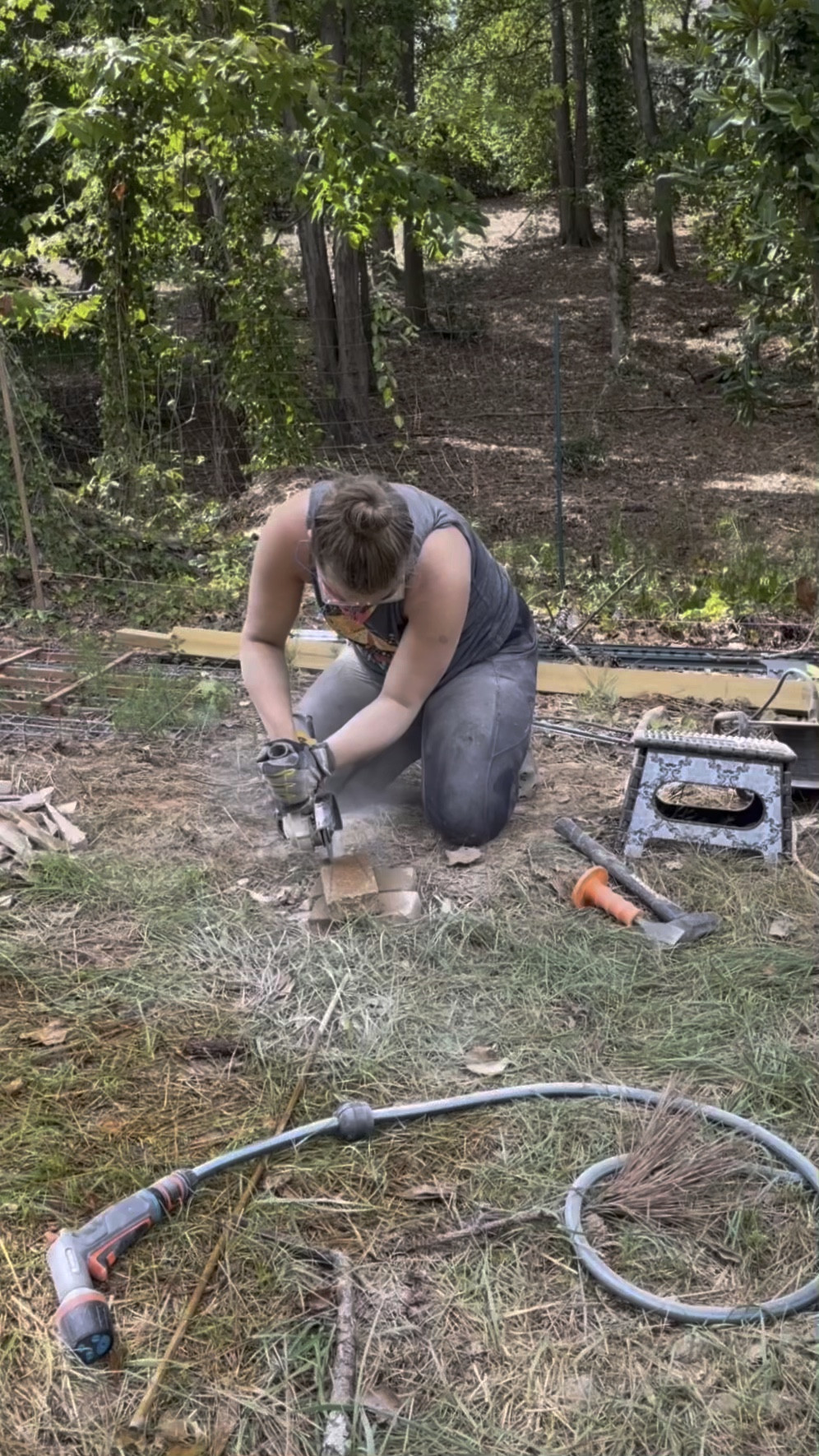Sculpting my dream garden, one brick at a time 🧱✨ I’m using an angle grinder to carve out the perfect pieces for the walkthrough garden pathway. Every cut brings me closer! 

#LTKSeasonal #LTKhome