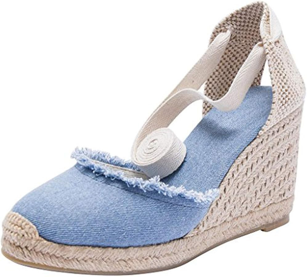 U-lite Womens Espadrille Wedge Sandals Closed Toe Platform Lace Up Ankle Strap Slingback Summer D... | Amazon (US)