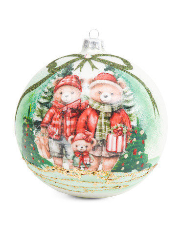Made In Poland Teddy Bear Family Glass Ornament | TJ Maxx