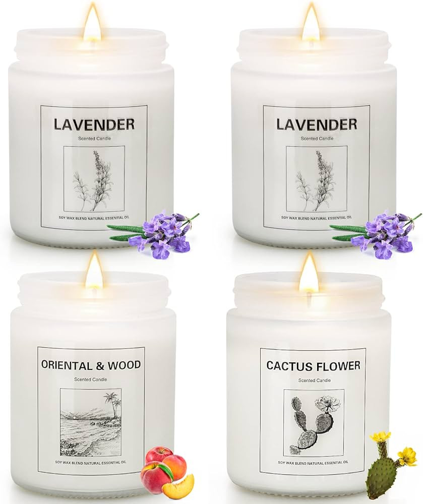 4 Pack Candles for Home Scented, Lavender Candles Set, Aromatherapy Jar Candles for Home, 28 oz 2... | Amazon (US)