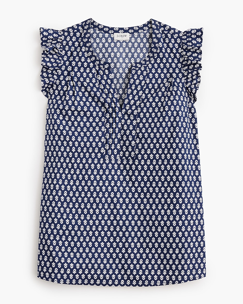 Flutter-sleeve block-print top | J.Crew Factory