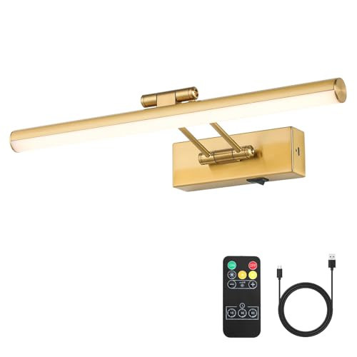 JOOSENLUX Battery Operated Picture Lights Wireless Art Display Lights for Paintings Dual-Rods Swing Arm LED Gallery Light with Remote 15.35" Dimmable and Timed Off Wall Light | Amazon (US)