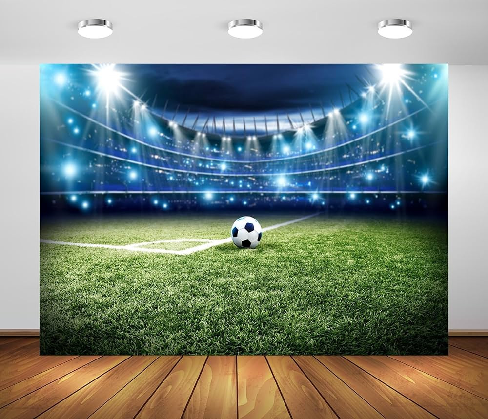 BELECO 5x3ft Fabric Football Backdrop Soccer Pitch Sports Stadium Auditorium Spotlights Backgroun... | Amazon (US)