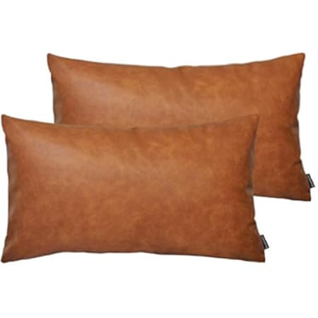 SEEKSEE Faux Leather Lumbar Pillow Cover 12x20 inch, Modern Country Style Decorative Lumbar Pillo... | Amazon (US)