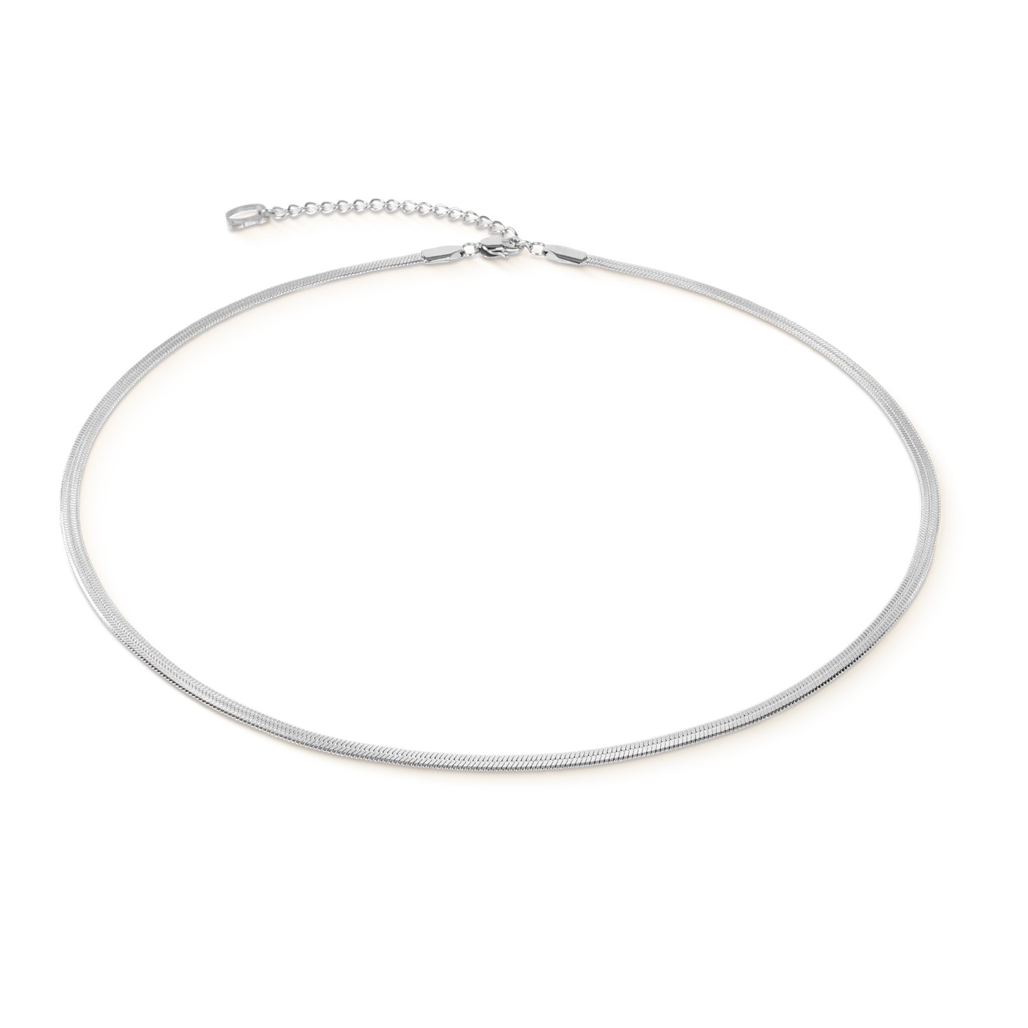 Flat Snake Chain Necklace Silver | Coeur de Lion