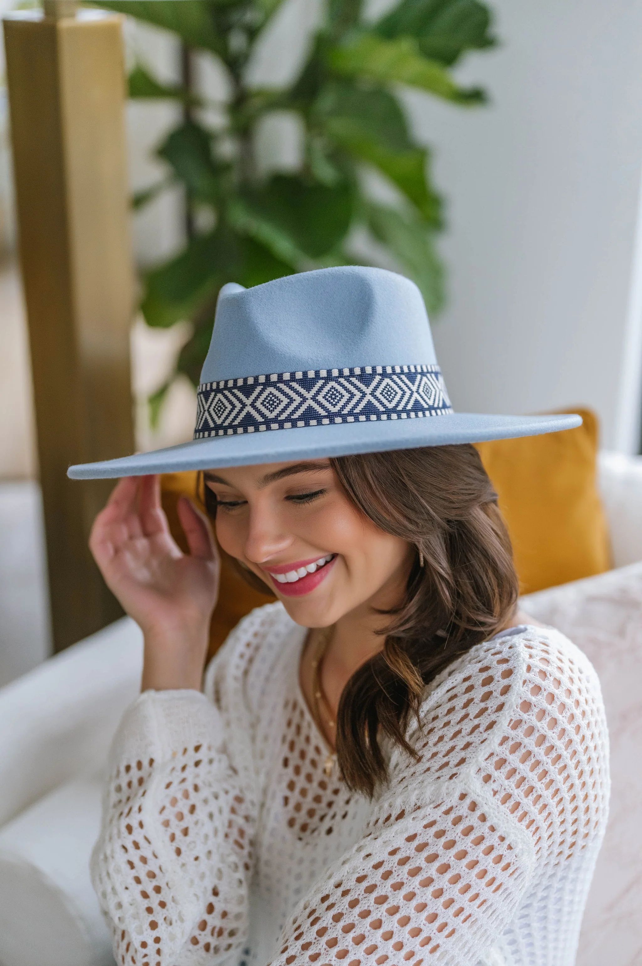 Eliza Aztec Wide Brim Hat | BluePeppermint Boutique