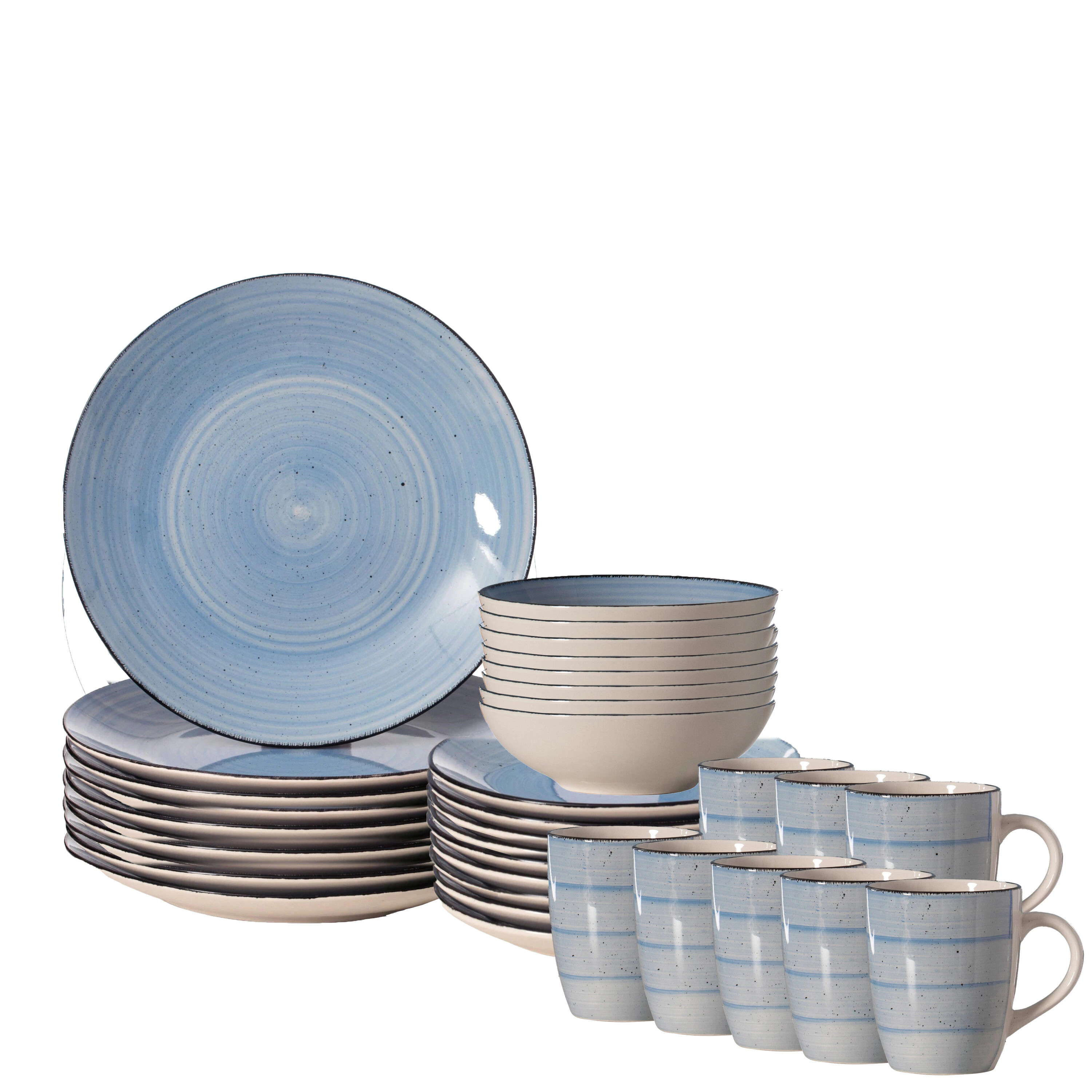 DINEWARES 32 -Piece Blue Ceramic Dinnerware one_size | QI004502.BL.2 | Lowe's