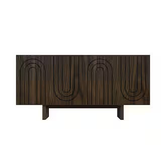 Dark Brown 4-Door 62.99 in. Wood Grain Buffet Sideboard with MDF Legs For Living Room, Foyer and ... | The Home Depot