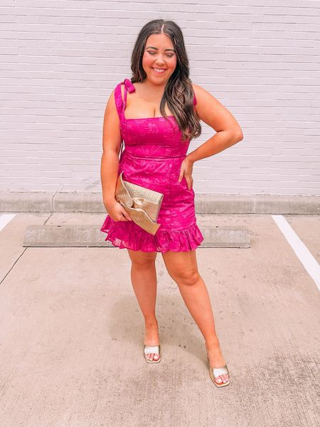 Lulus wedding guest dress! Wearing a large in the dress and 7.5 in the heels! 

#LTKwedding #LTKstyletip #LTKmidsize