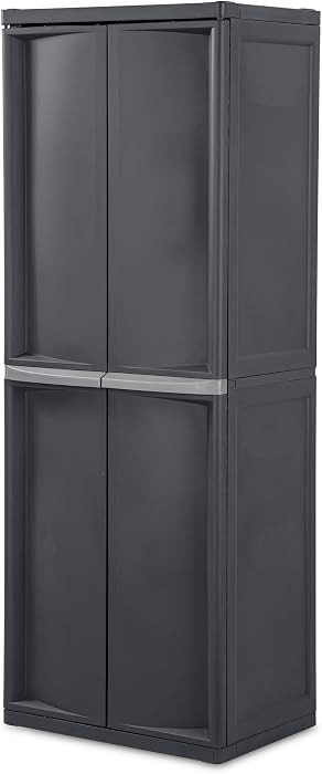 Sterilite 2-Pack 4 Shelf Cabinet, Lockable Utility Storage w/Adjustable Shelves, Gray - Plastic S... | Amazon (US)