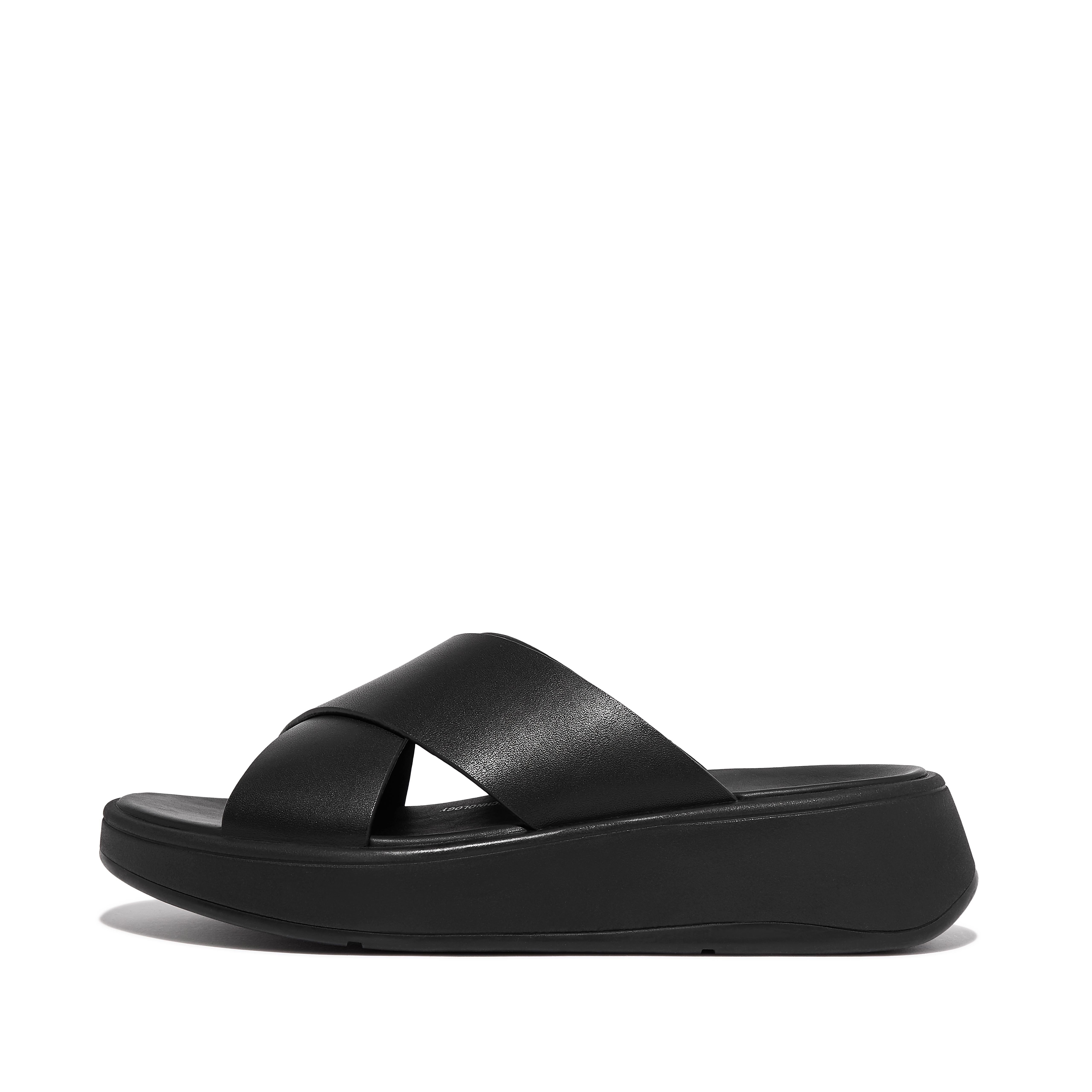 F-MODE Leather Flatform Cross Slides | FitFlop (UK)