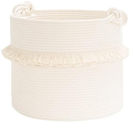 CherryNow Large Woven Storage Baskets – 16'' x 13'' Cotton Rope Decorative Hamper for Nursery, ... | Amazon (US)
