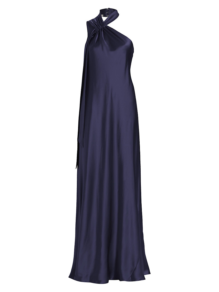 Women's Ushuaia Satin Tieneck Gown - Midnight - Size 12 | Saks Fifth Avenue