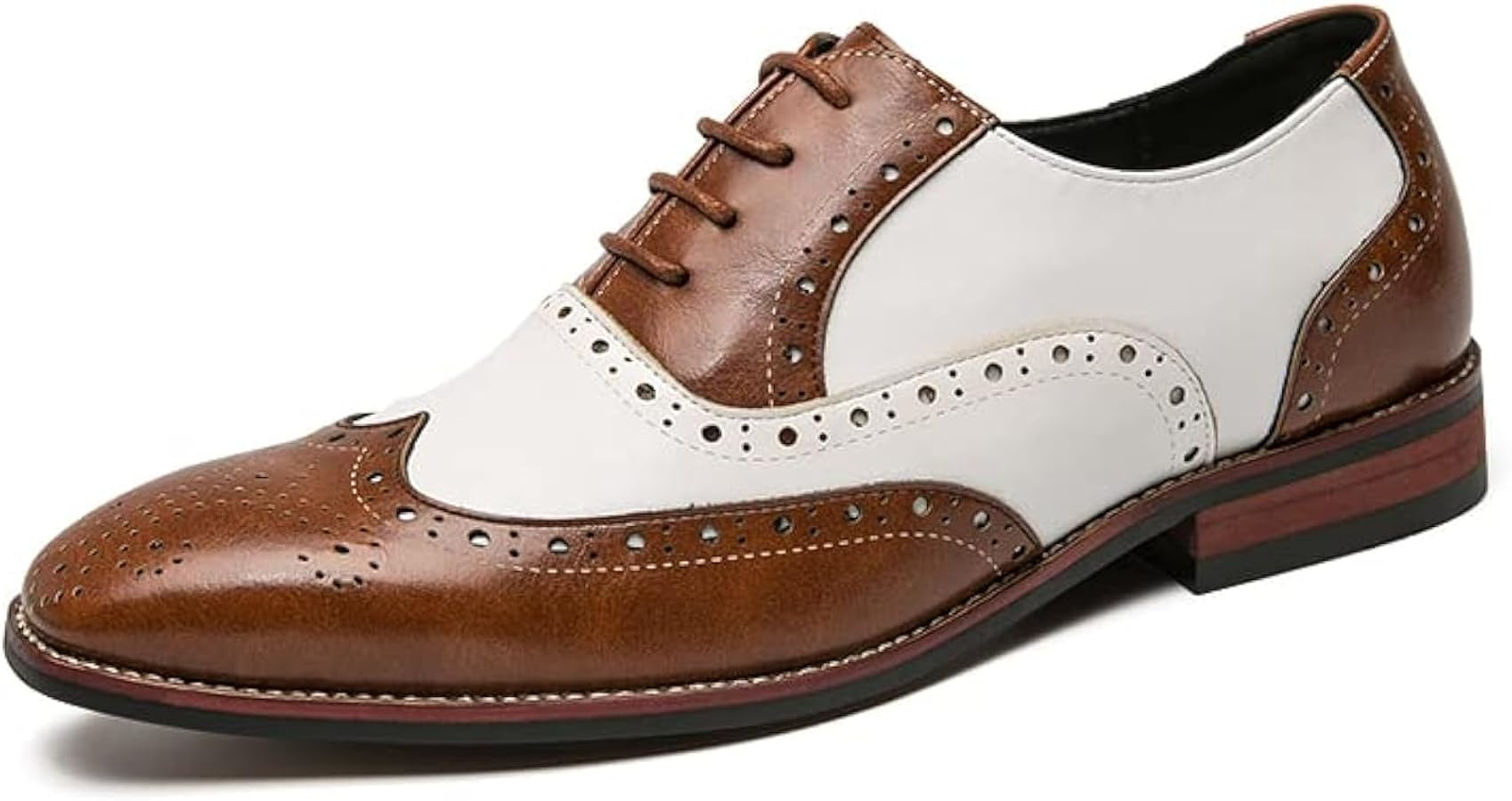 HuitJours Men Oxford Dress Shoes Multicolor Brogues Wing Tips Lace Up Patchwork Two Tone Color Ma... | Amazon (US)
