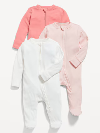 Unisex 3-Pack Sleep & Play 2-Way-Zip Footed One-Piece for Baby | Old Navy | Old Navy (US)