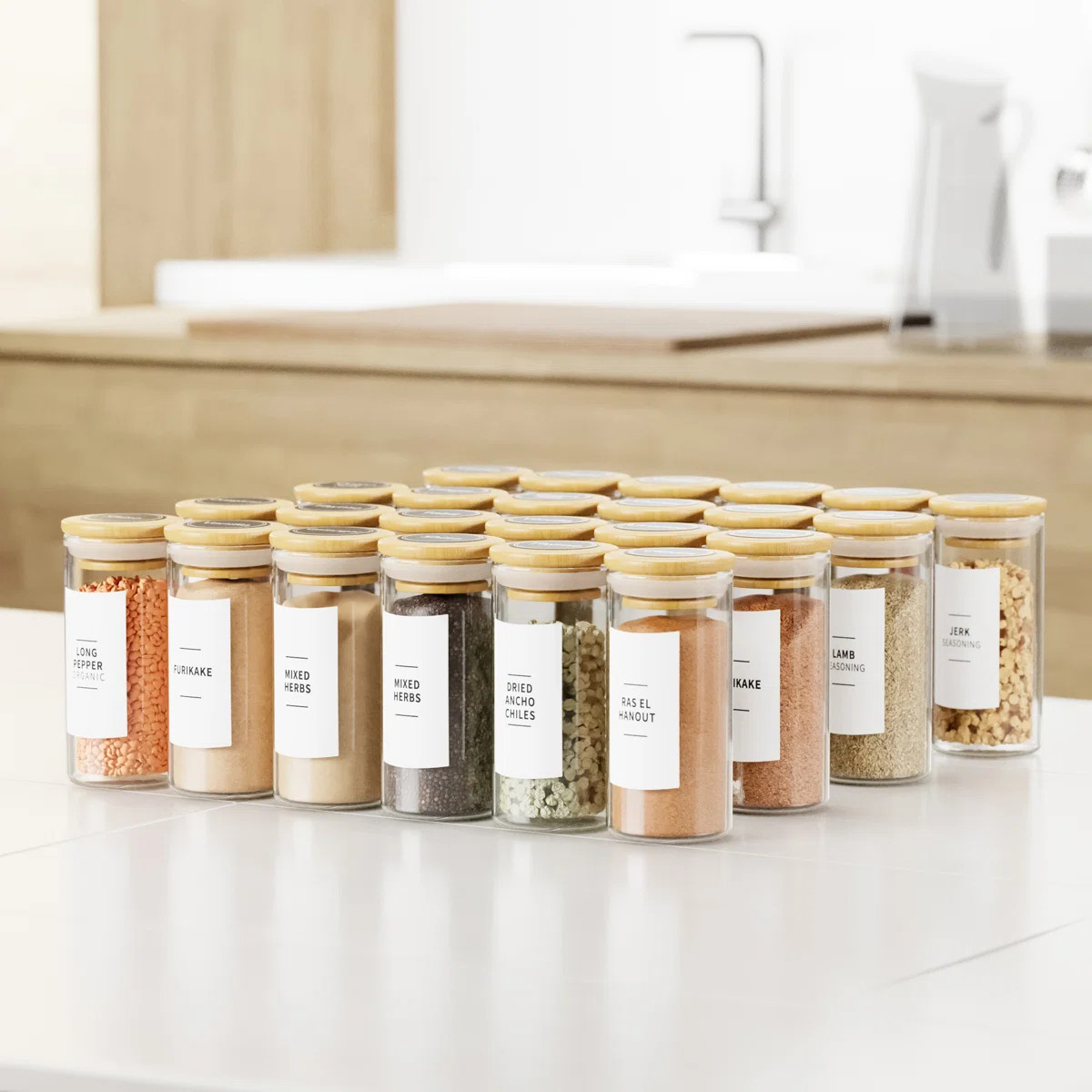 24-Piece Glass Spice Jar Set with Bamboo Lids and Labels, 4oz Empty Seasoning Containers with Fun... | Wayfair North America
