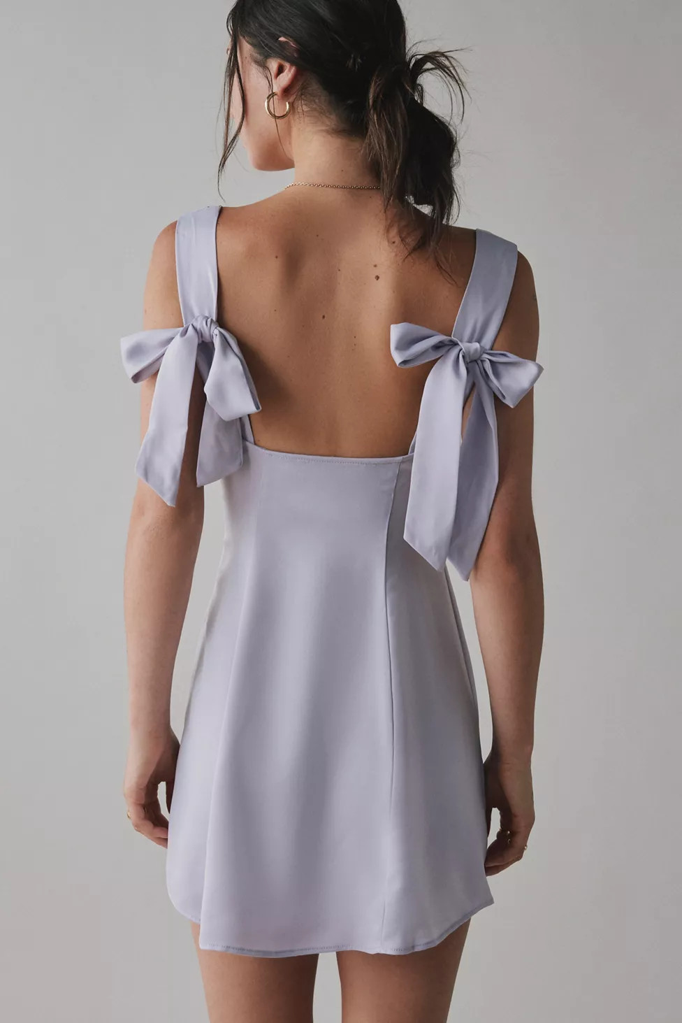 UO Bri Double Bow Satin Mini Dress | Urban Outfitters (US and RoW)