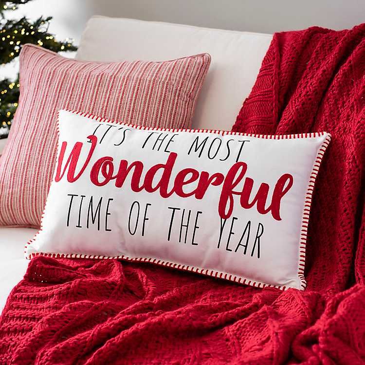 New! The Most Wonderful Time Stitch Accent Pillow | Kirkland's Home