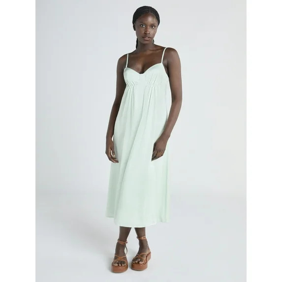 Scoop Women’s Satin Ruched Maxi Slip Dress, Sizes XS-XXL | Walmart (US)