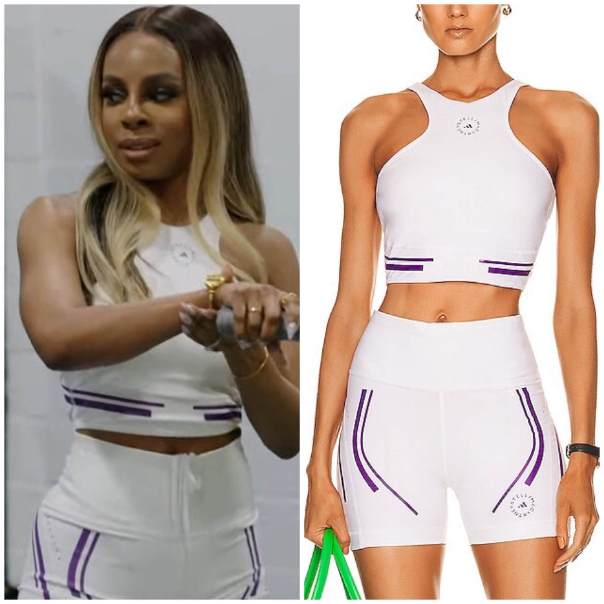 Candiace Dillard’s White Crop Top and Shorts Playing Pickleball 