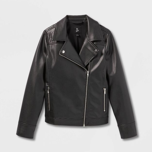 Girls' Faux Fur Leather Jacket - art class™ | Target