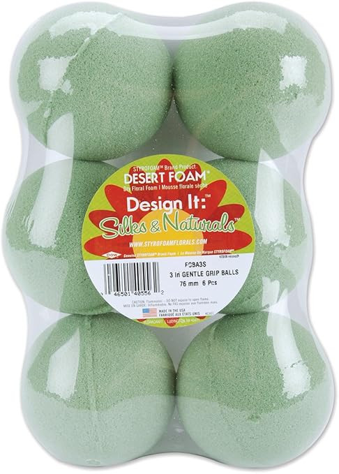 Floracraft Dry Foam Ball, Green, 3-Inch, 6-Pack | Amazon (US)