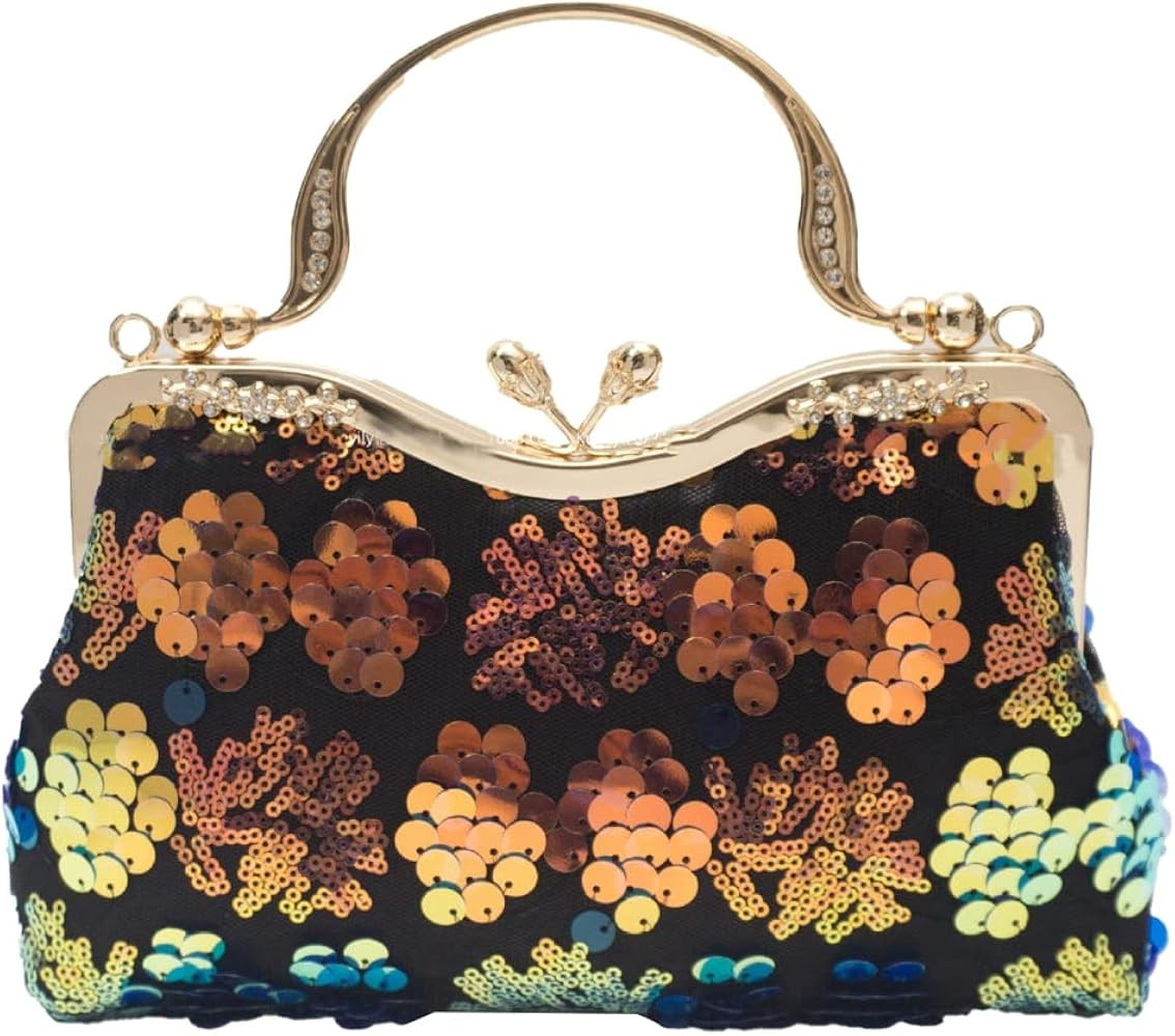 Pocadri Women Evening Bags Chic Shiny Wedding Party Chain Evening Clutch Purse Handbag | Amazon (US)