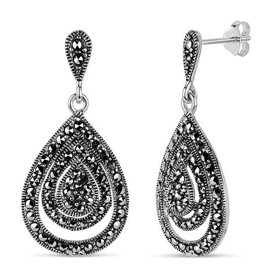 Black Marcasite Sterling Silver Pear Drop Earrings | JCPenney