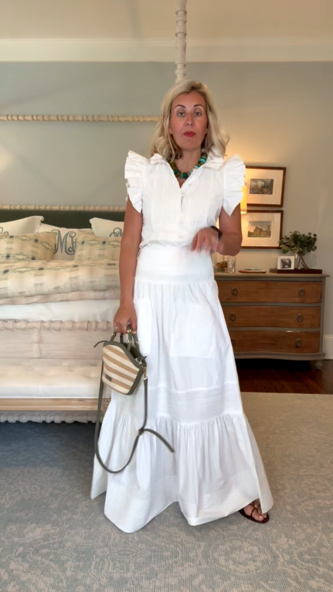 I shared this top the other day and y’all went crazy! This is a set and it is so stunning!! I’m in xs top & skirt and 8 sandals tts. 
Codes: 
Sue Sartor - mixandmatch15

#LTKdayinmylife #LTKmomlife #LTKOver40