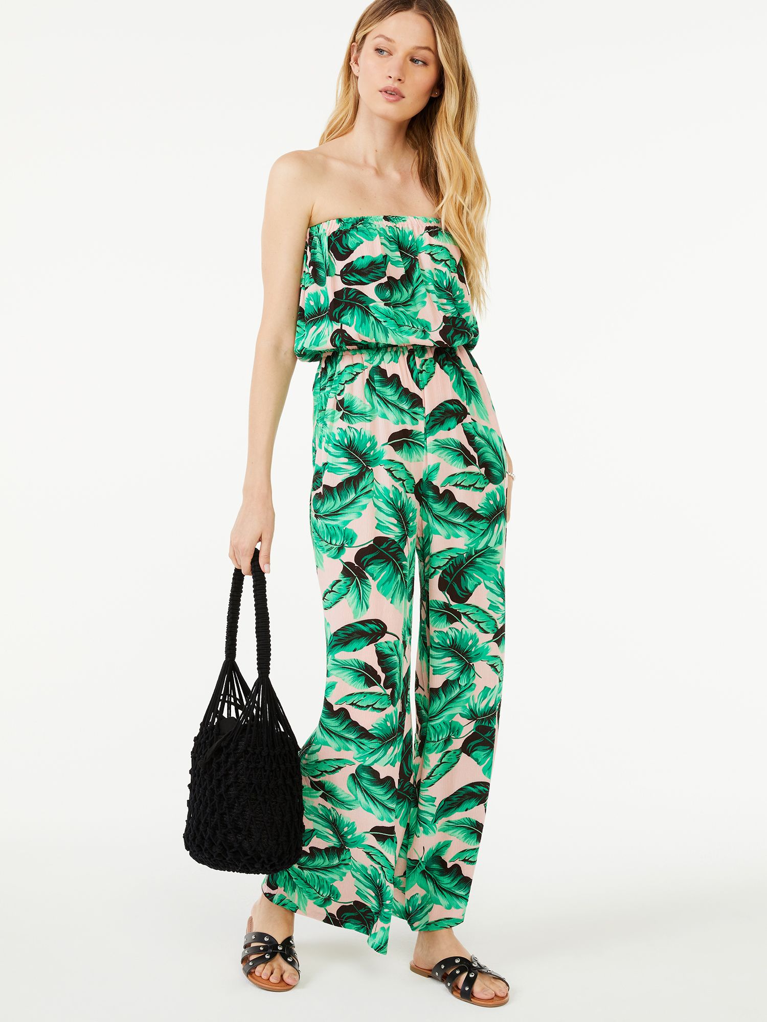 Scoop Women's Printed Strapless Jumpsuit | Walmart (US)