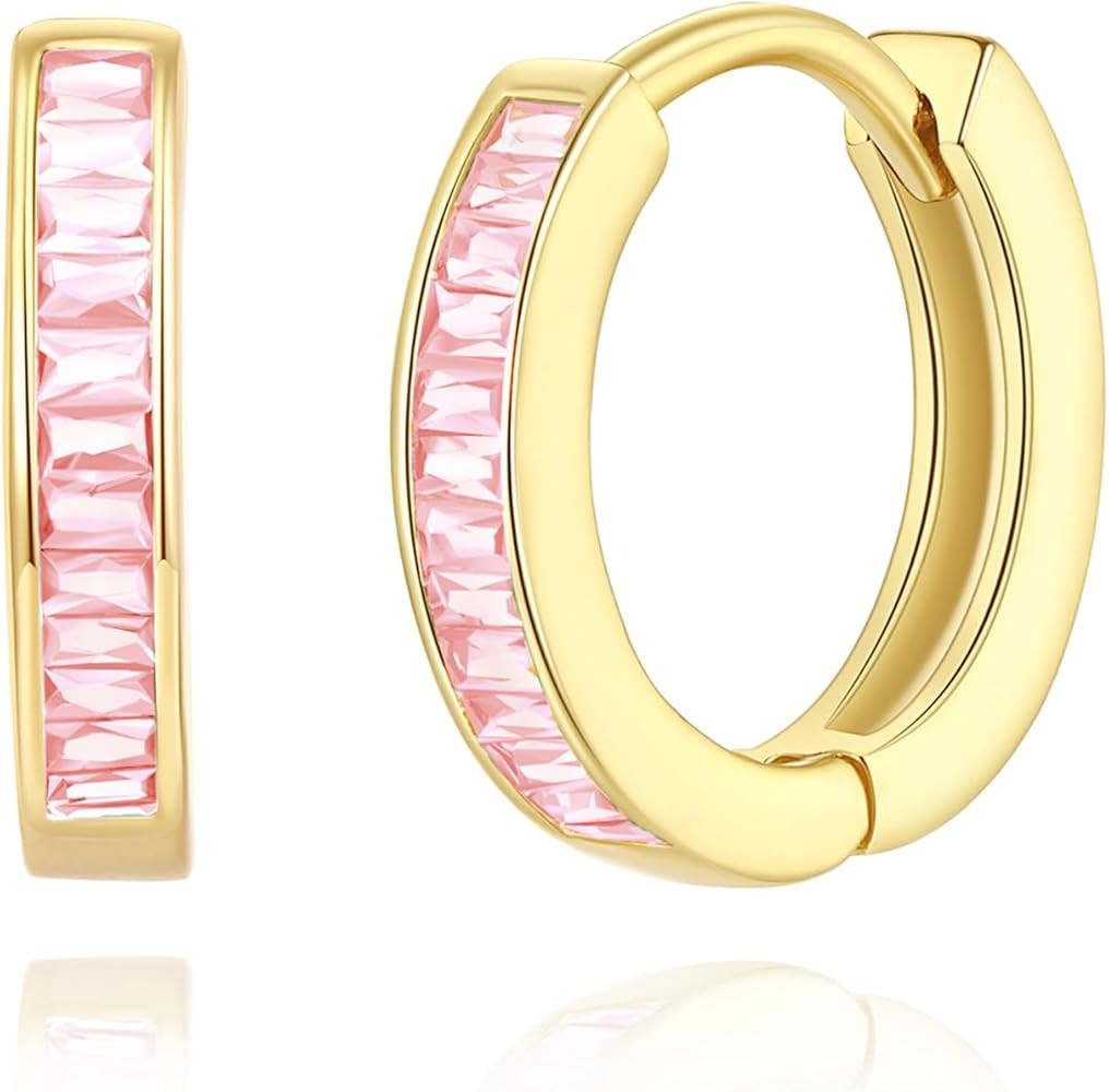 14K Gold Huggie Earrings for Women Silver Huggie Hoop Earrings Cubic Zirconia Huggie Earrings Stu... | Amazon (US)