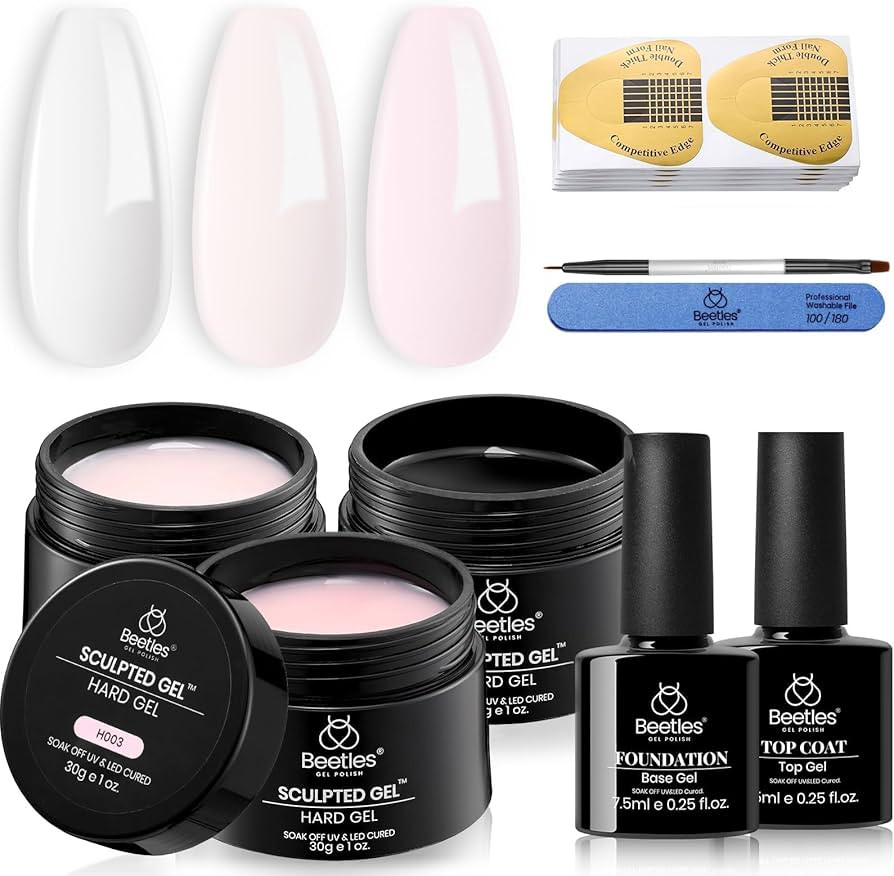 Beetles Builder Gel for Nails, 10 in 1, 30g *3 Colors, Clear Nude Pink Hard Builder Nail Extensio... | Amazon (US)