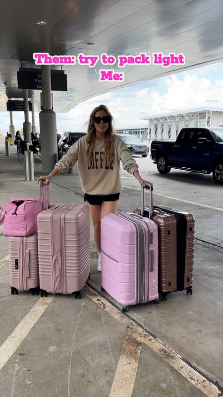 My pink suitcases 😂😂 #travelltk 

#LTKtravel