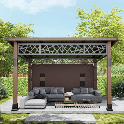 12 FT X 14 FT Hardtop Patio Gazebo With Slope Roof | Wayfair North America
