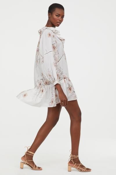 Flounced Dress - White/floral -  | H&M US | H&M (US + CA)