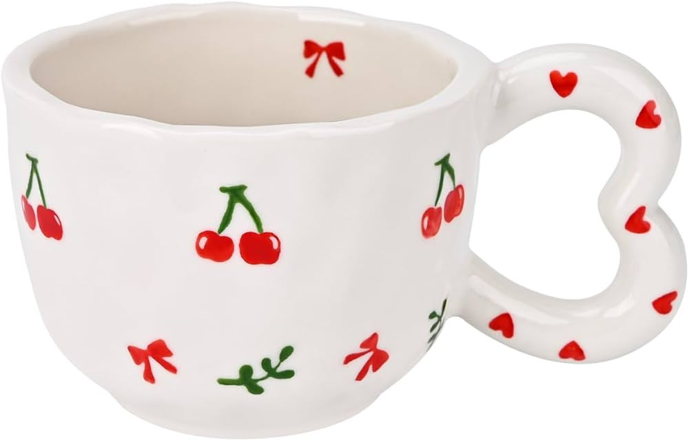 Koythin Ceramic Coffee Mug, Cute Creative Heart Handle Mug Design for Home and Office, Dishwasher... | Amazon (US)