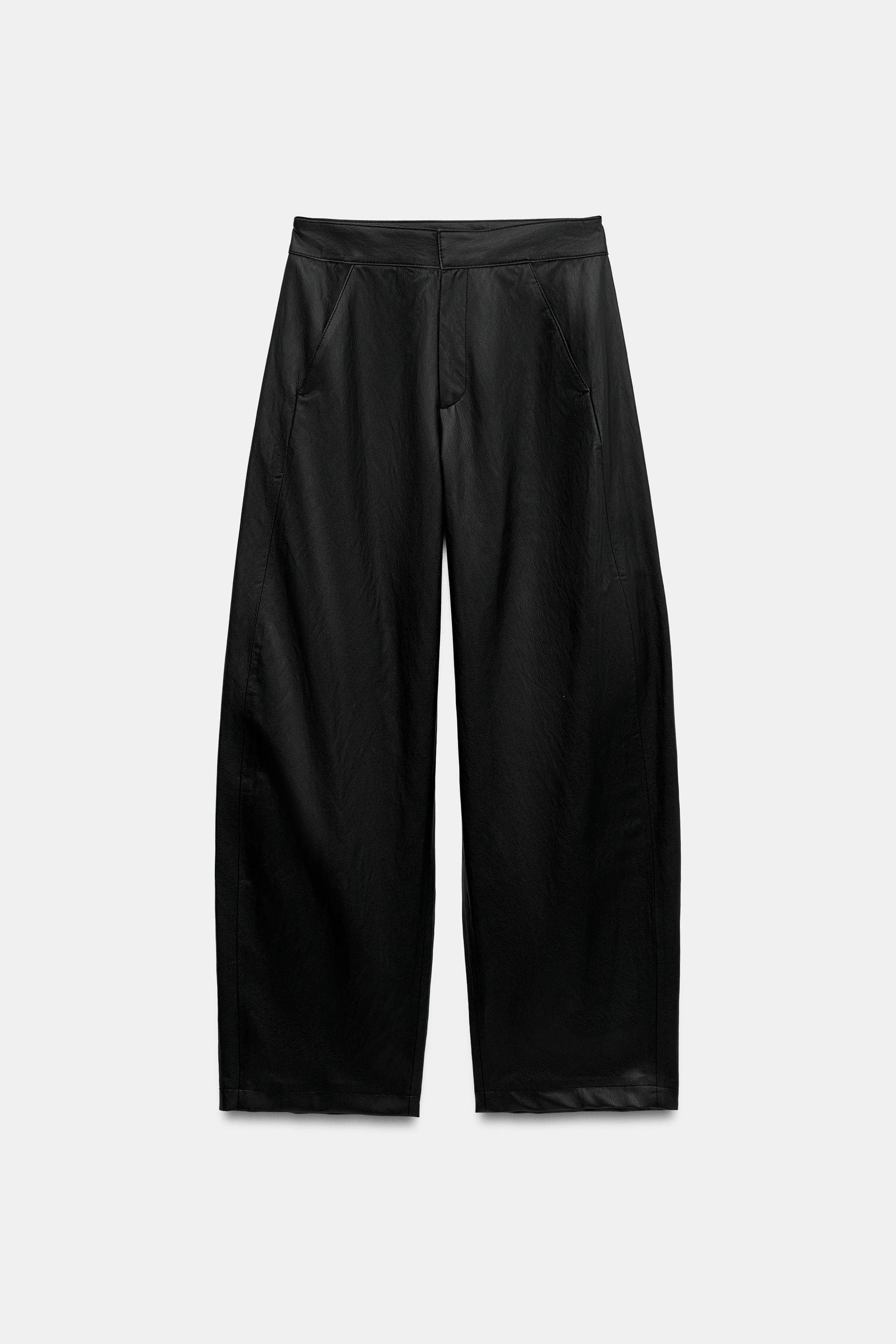 PANTALON BARREL MATIÈRE SYNTHÉTIQUE | Zara FR